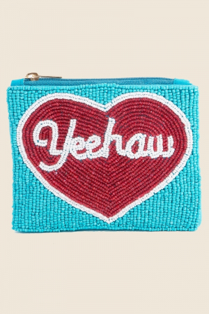Yeehaw Heart Seed Beaded Coin Purse