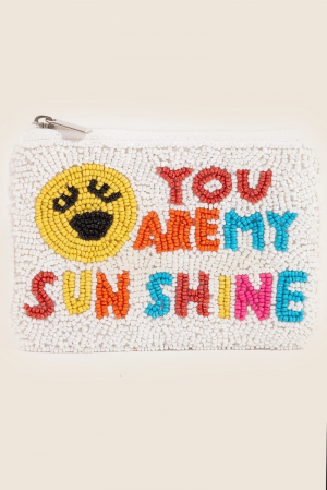 You Are My Sunshine Seed Beaded Coin Purse