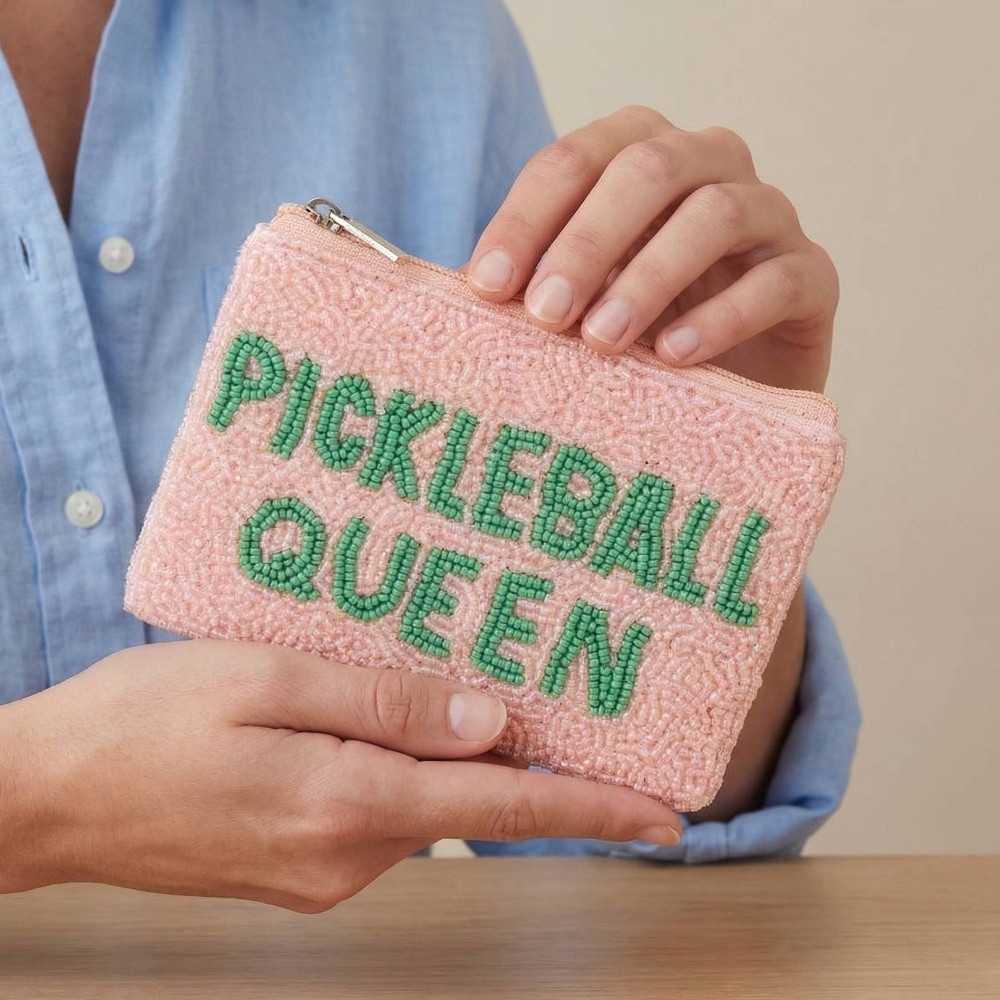 Pickleball Queen Seed Beaded Coin Purse