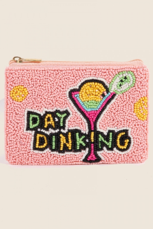 Seed Beaded Day Dinking Martini Coin Purse