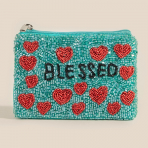 Seed Beaded Blessed Hearts Coin Purse