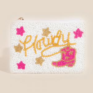 Western Cowboy Boots Howdy Seed Beaded Coin Purse