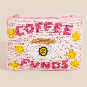 Coffee Funds And Stars Seed Beaded Coin Purse