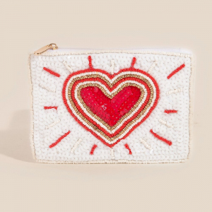 Shining Heart Seed Beaded Coin Purse