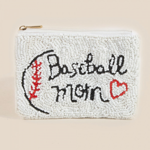 Baseball Mom Seed Beaded Coin Purse