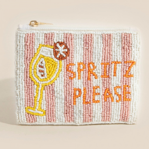 Spritz Please Stripped Seed Beaded Coin Purse