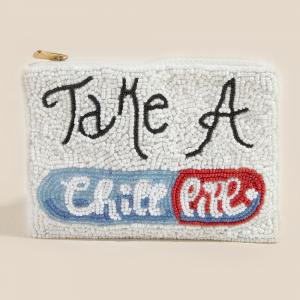 Take A Chill Pill Seed Beaded Coin Purse