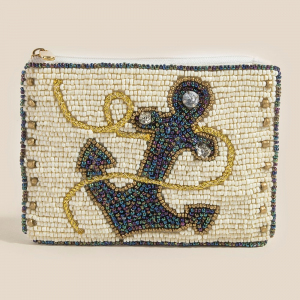 Sea Anchor And Rope Seed Beaded Coin Purse