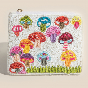 Seed Beaded Multi Mushroom Coin Purse