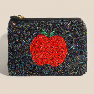 Seed Beaded Red Apple Fruit Coin Purse
