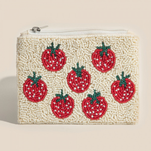 Multi Strawberry Seed Beaded Coin Purse