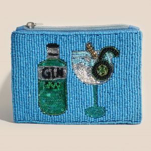 Seed Beaded Gin Glass Coin Purse