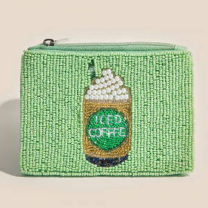 Iced Coffee Seed Beaded Coin Purse