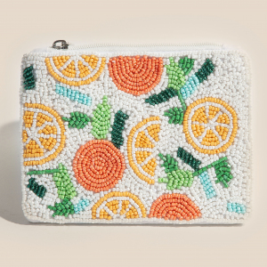 Seed Beaded Multi Lemon Fruit Coin Purse