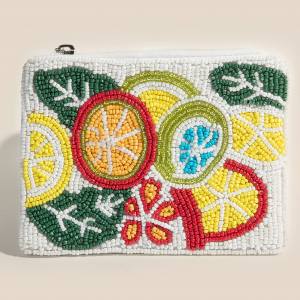 Seed Beaded Assorted Lemon Fruit Coin Purse
