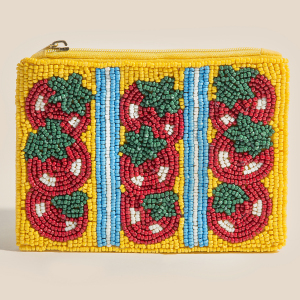 Seed Beaded Assorted Red Fruit Coin Purse