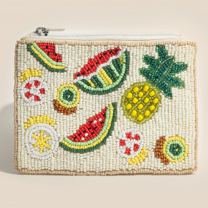 Seed Beaded Pineapple Watermelon Fruit Coin Purse