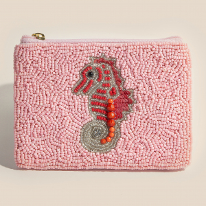 Seed Beaded Sea Life Sea Horse Coin Purse