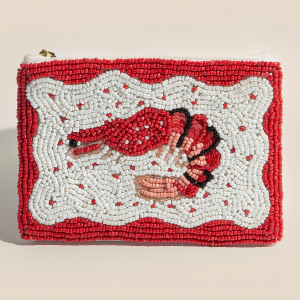 Seed Beaded Sea Life Sea Shrimp Coin Purse