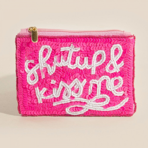 Shut Up And Kiss Me Sequin Seed Beaded Coin Purse