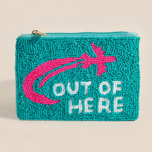 Out Of Here Airplane Seed Beaded Coin Purse
