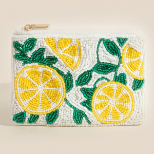 Lemon Slices Seed Beaded Coin Purse