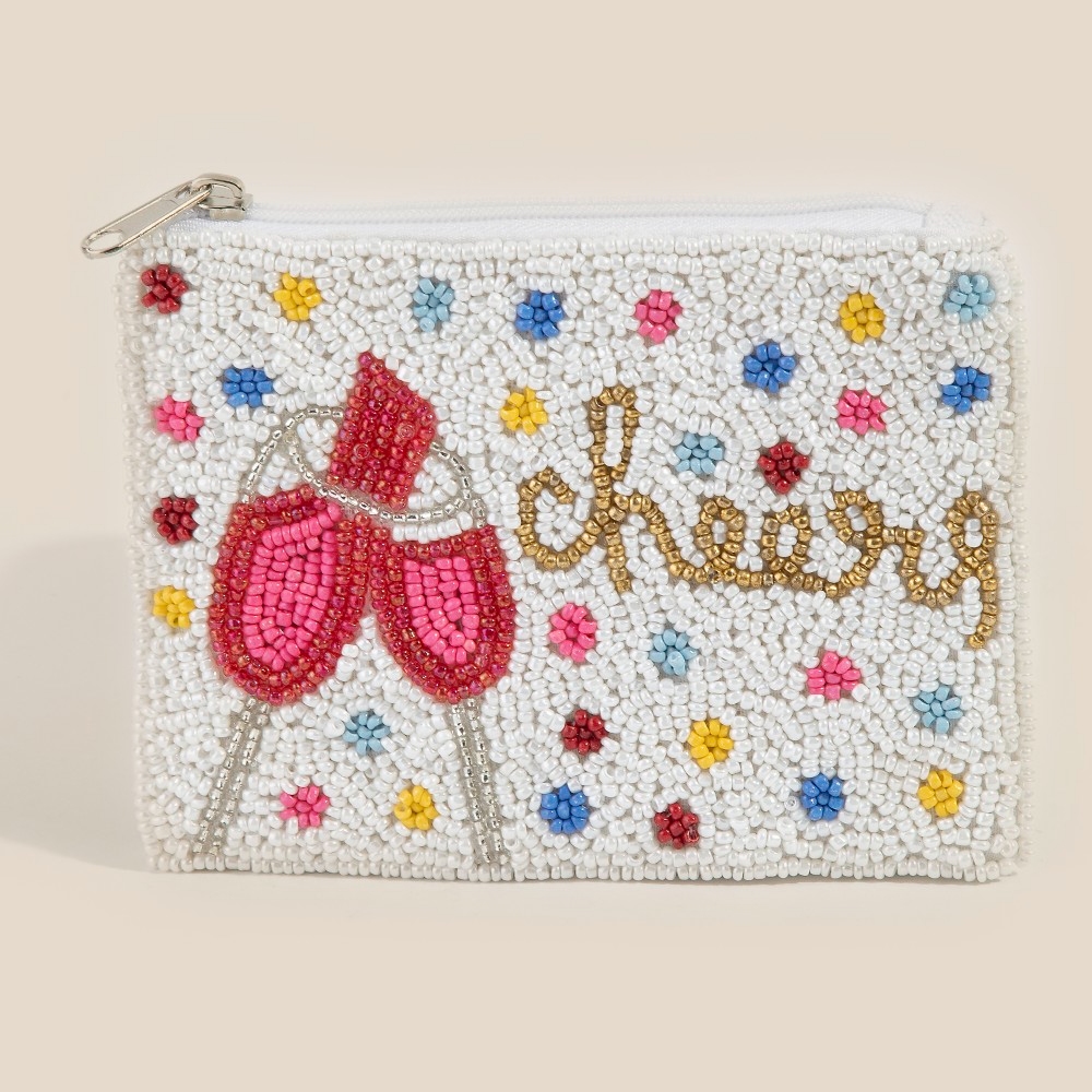 Cheers Toast Seed Beaded Coin Purse