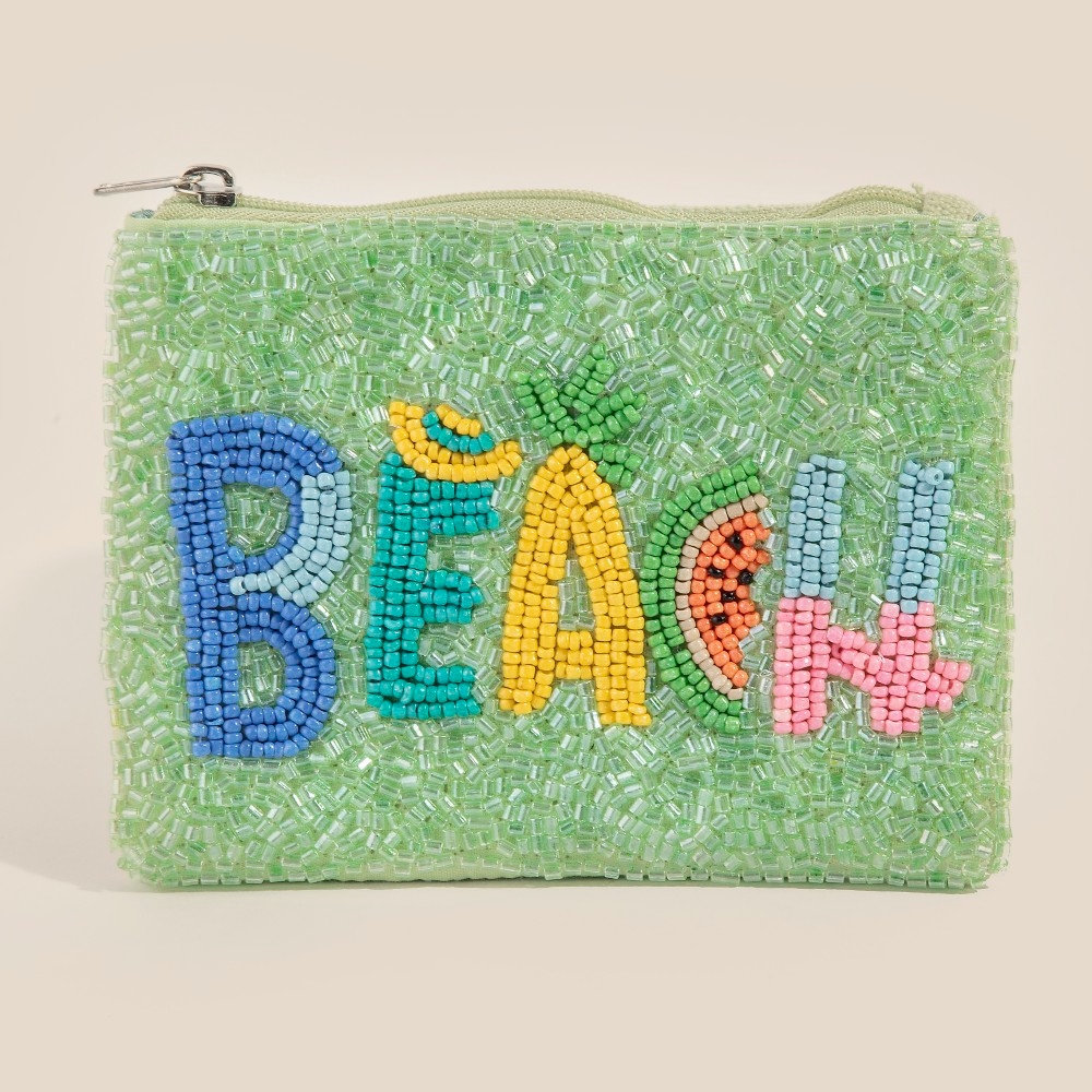 Vibrant Beach Seed Beaded Coin Purse