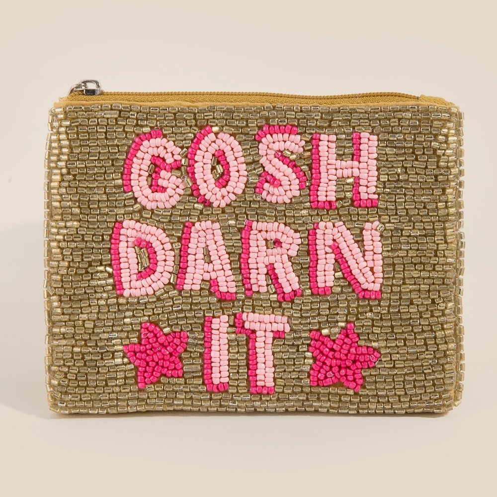 Gosh Darn It Seed Beaded Coin Purse