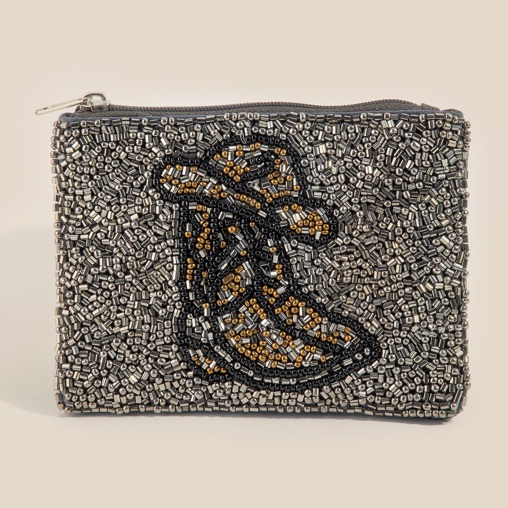 Metallic Seed Beaded Cowboy Boots And Hat Coin Purse