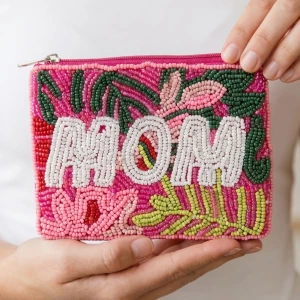 Mom Foliage Seed Beaded Coin Purse