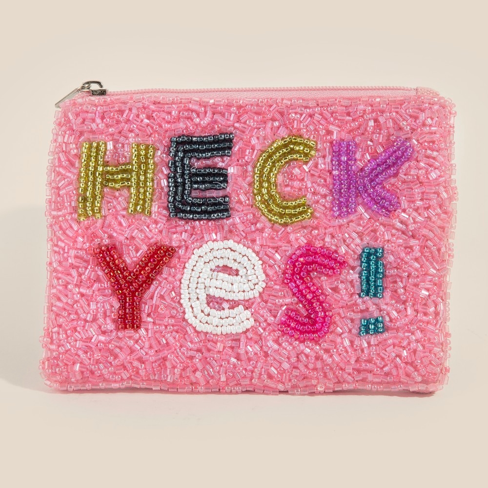 Heck Yes Seed Beaded Coin Purse
