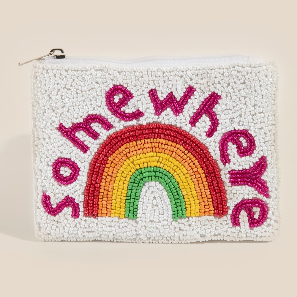 Somewhere Over The Rainbow Seed Beaded Coin Purse