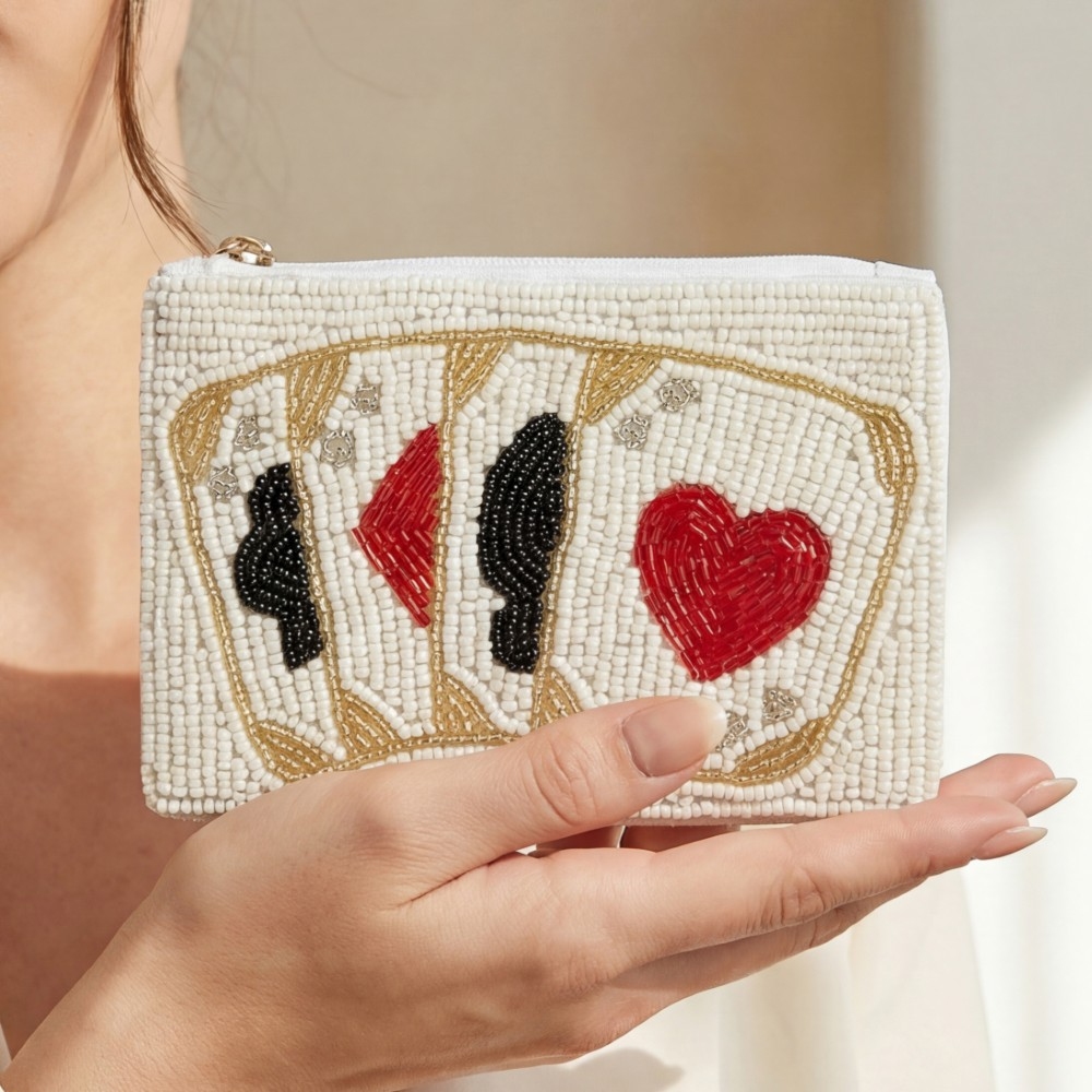 Playing Cards Seed Beaded Coin Purse