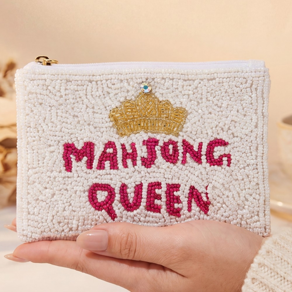 Mahjong Queen Seed Beaded Coin Purse