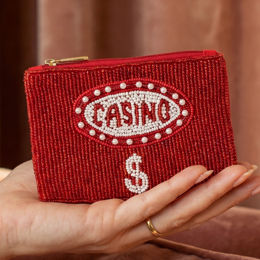 Casino Money Seed Beaded Coin Purse