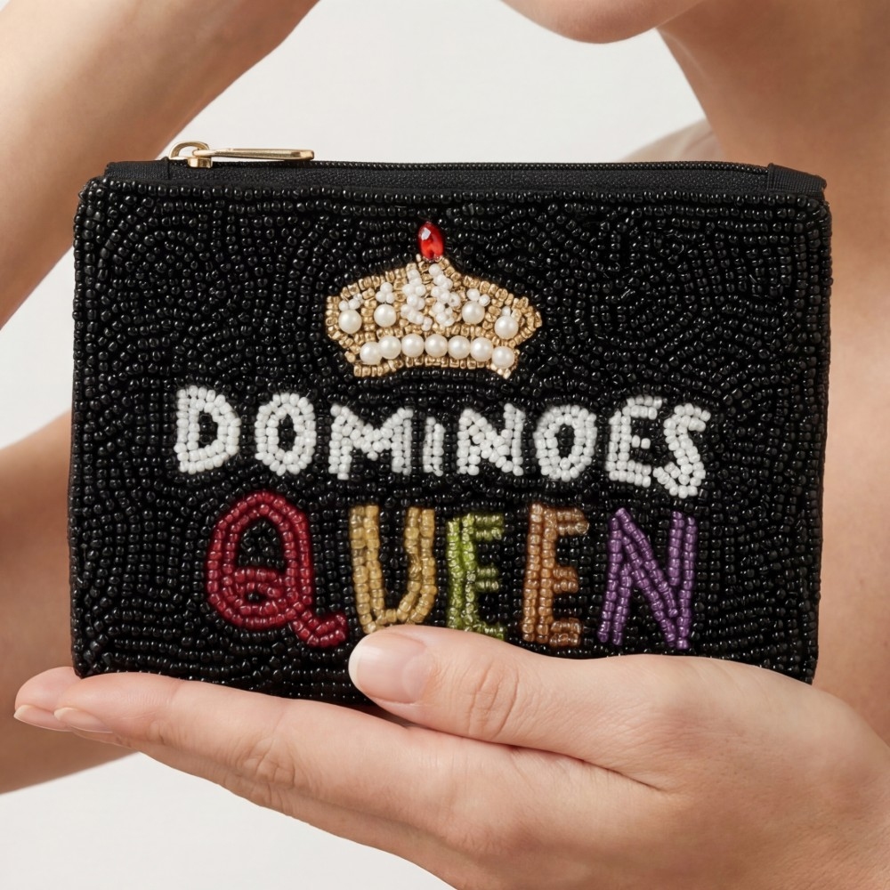 Dominoes Queen Seed Beaded Coin Purse