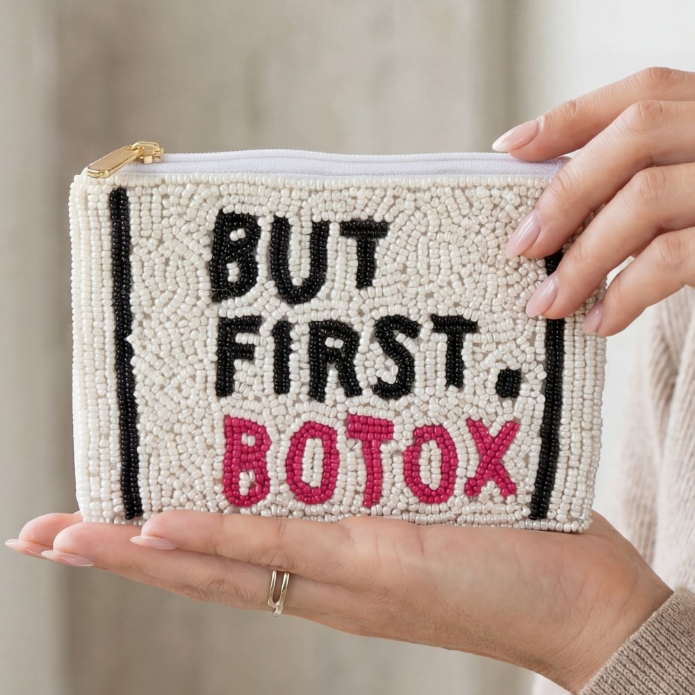 But First Botox Seed Beaded Coin Purse