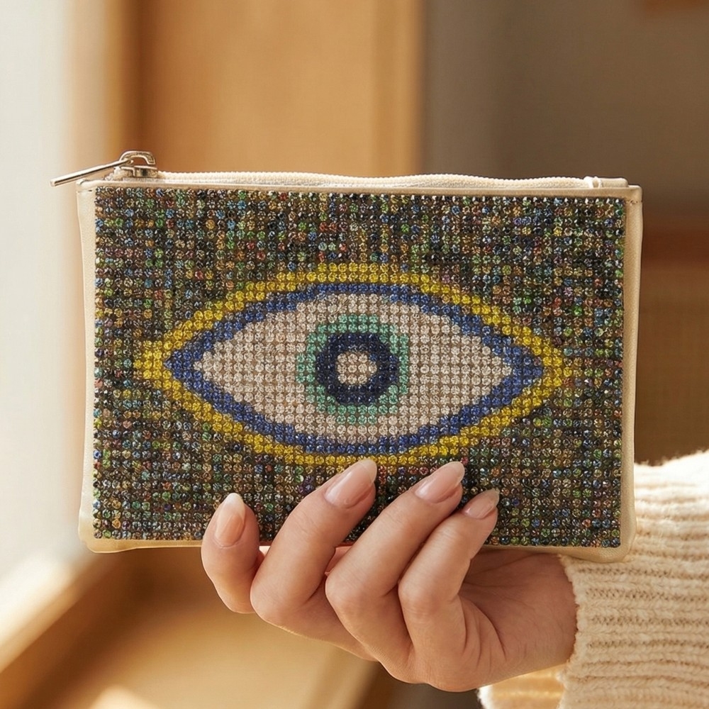 Large Evil Eye Pave Coin Purse