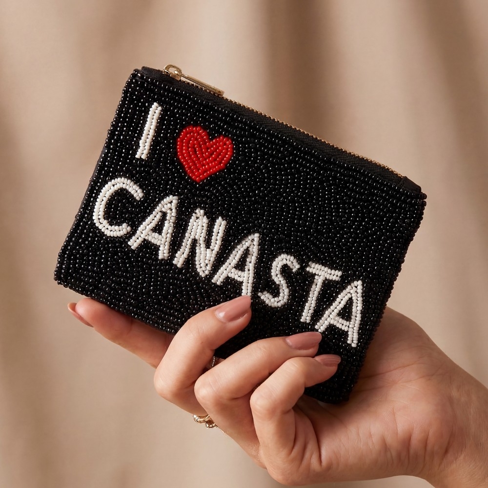 I Love Canasta Beaded Coin Purse