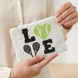 Love Tennis Themed Beaded Coin Purse