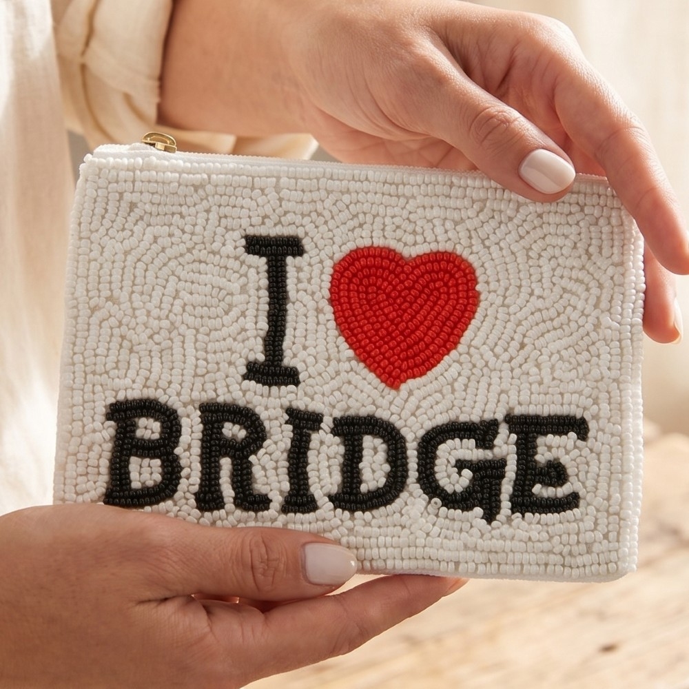I Love Bridge Beaded Coin Purse