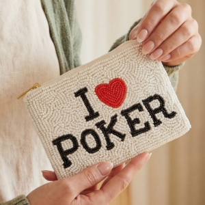 I Love Poker Beaded Zip Coin Purse