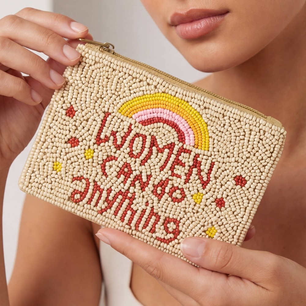 Women Can Do Anything Beaded Coin Purse