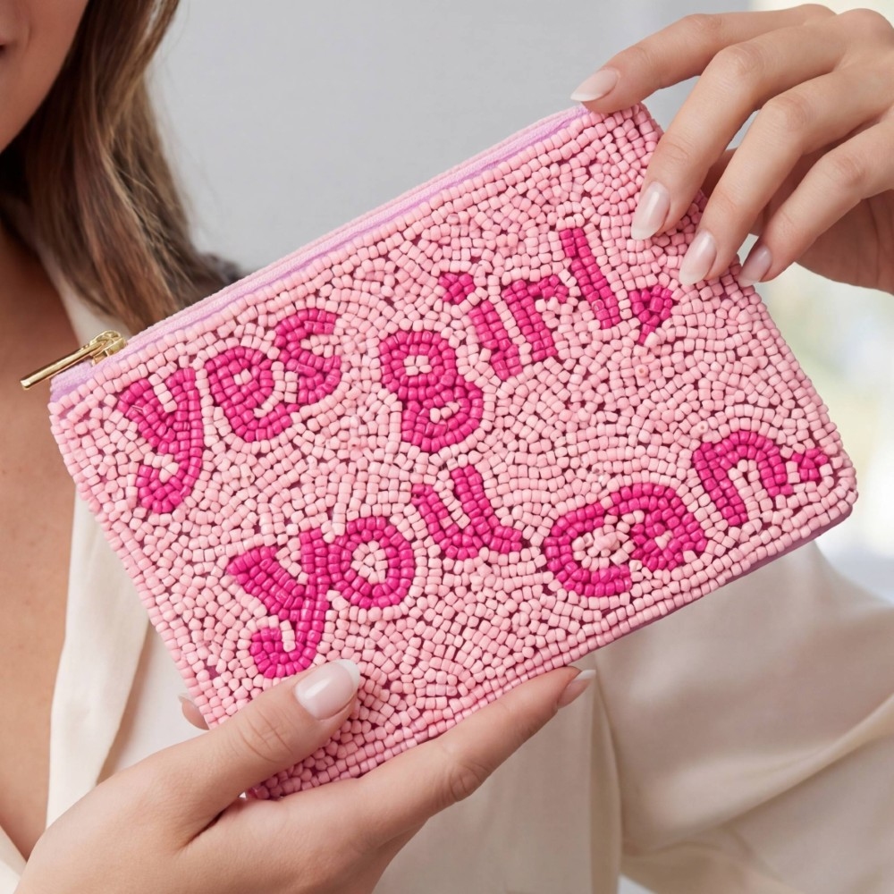 Yes Girl You Can Beaded Coin Purse