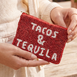 Tacos & Tequila Beaded Zip Coin Purse