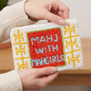 Mahj With My Girls Seed Bead Coin Bag