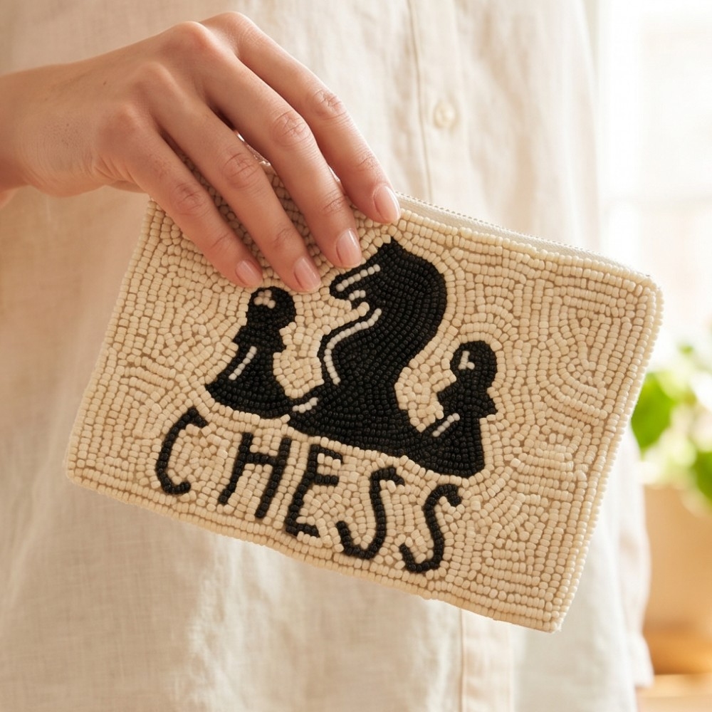 Chess Beaded Coin Purse