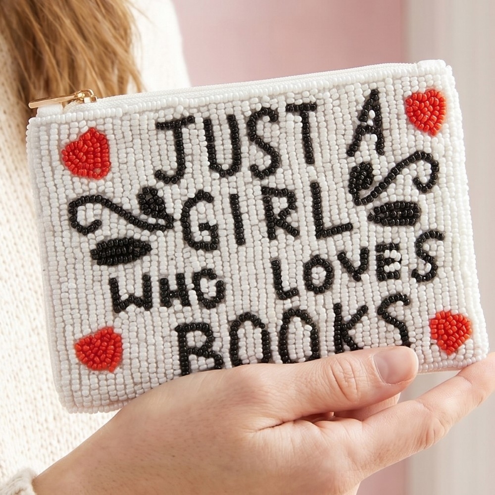 Just A Girl Who Loves Books Beaded Coin Purse