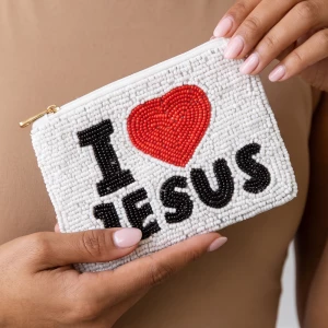 Seed Bead I Love Jesus Coin Purse